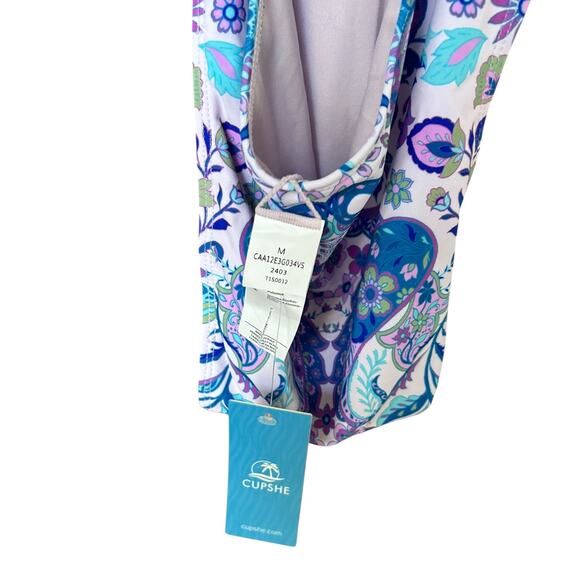 NWT CUPSHE Ethnic Engineered Paisley V-Neck Cheeky Monokini Swimsuit Size Medium - Picture 7 of 9